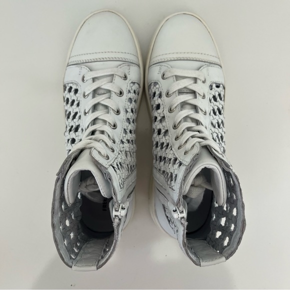 FREE PEOPLE Hayes Woven Leather High Top Sneakers in Ivory - Picture 7 of 13
